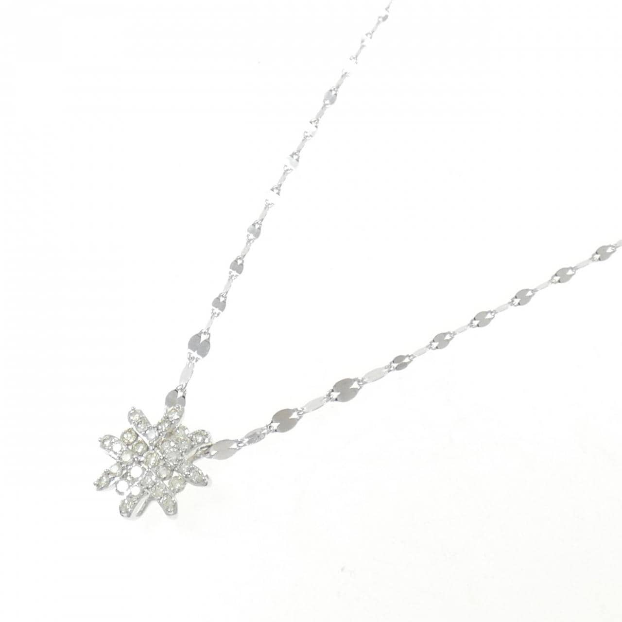 K18WG/PT999 ダイヤモンド ネックレス 1.00CT