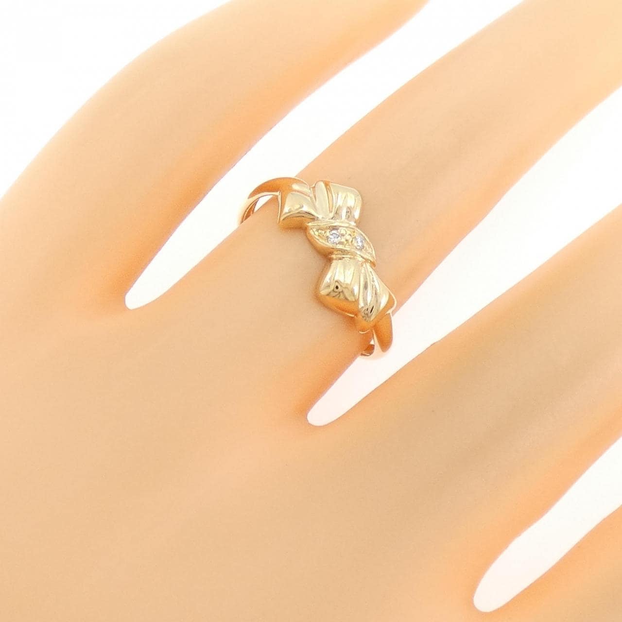 K18PG リボン ダイヤモンド リング 0.016CT