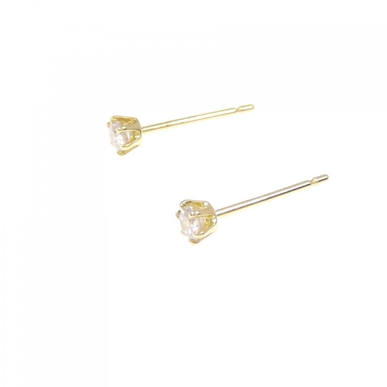 K18YG单钻鑽石耳環