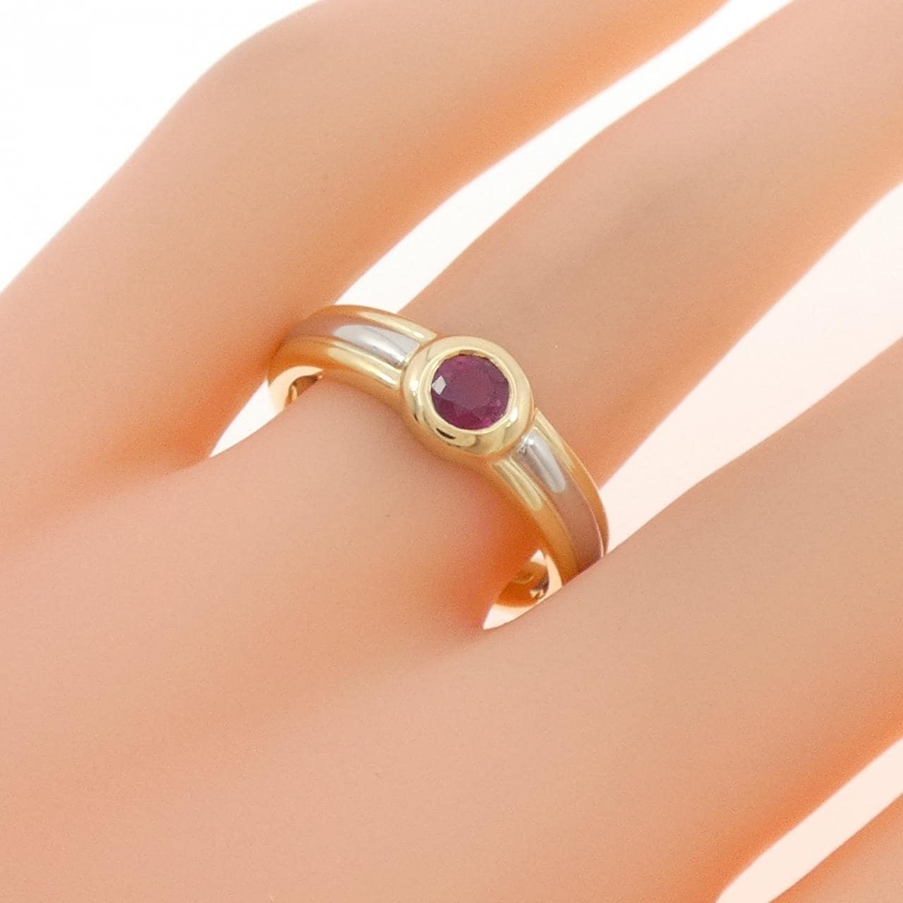 K18YG/PT900 ルビー リング 0.43CT