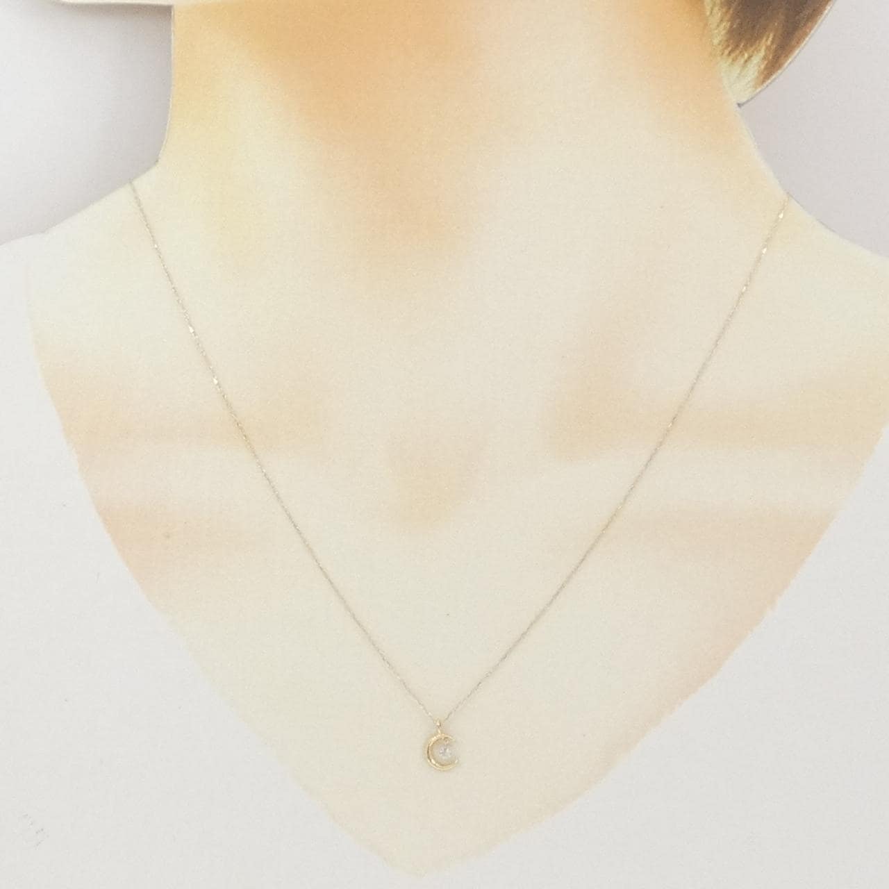 K10YG ムーン ダイヤモンド ネックレス 0.03CT