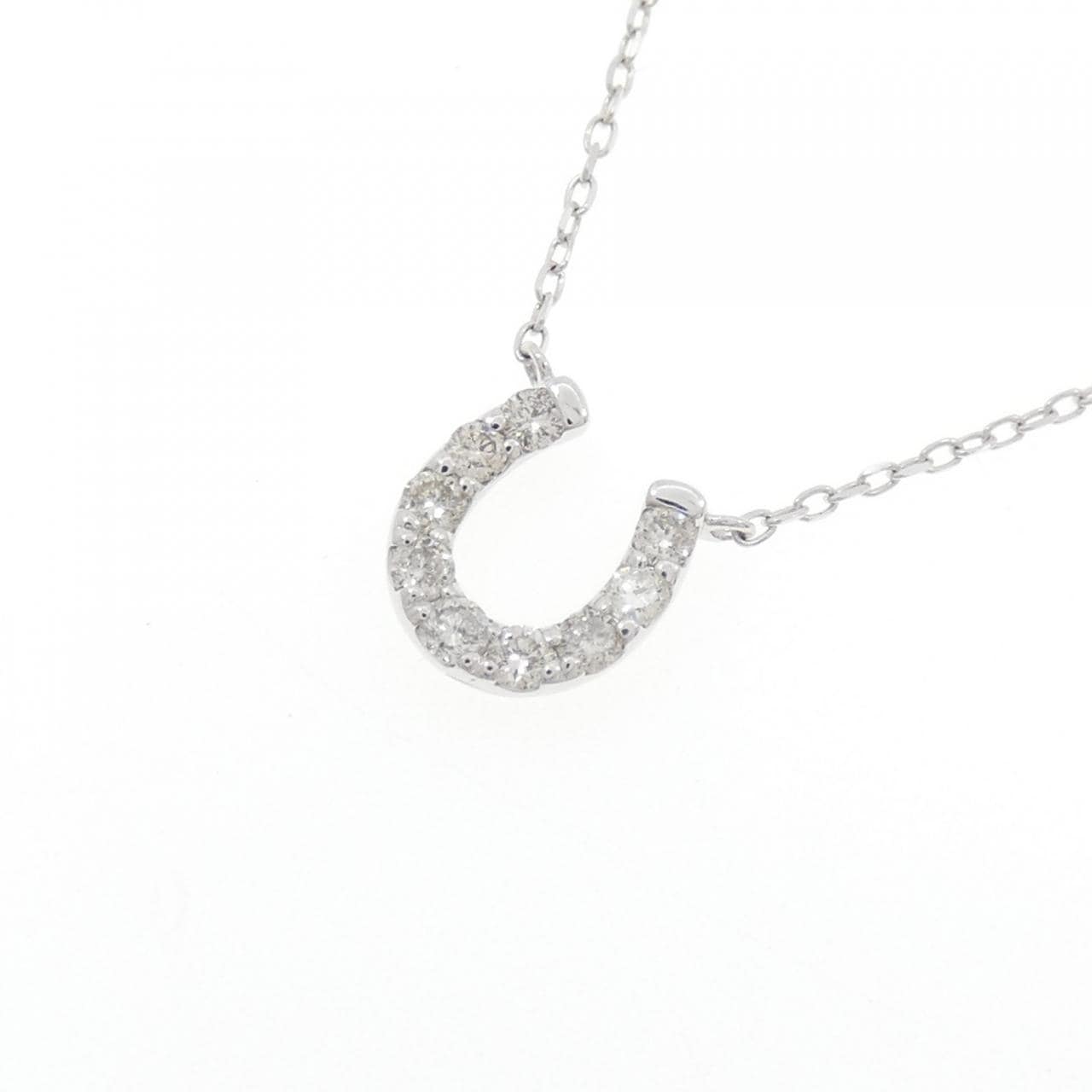 K10WG ホースシュー ダイヤモンド ネックレス 0.19CT