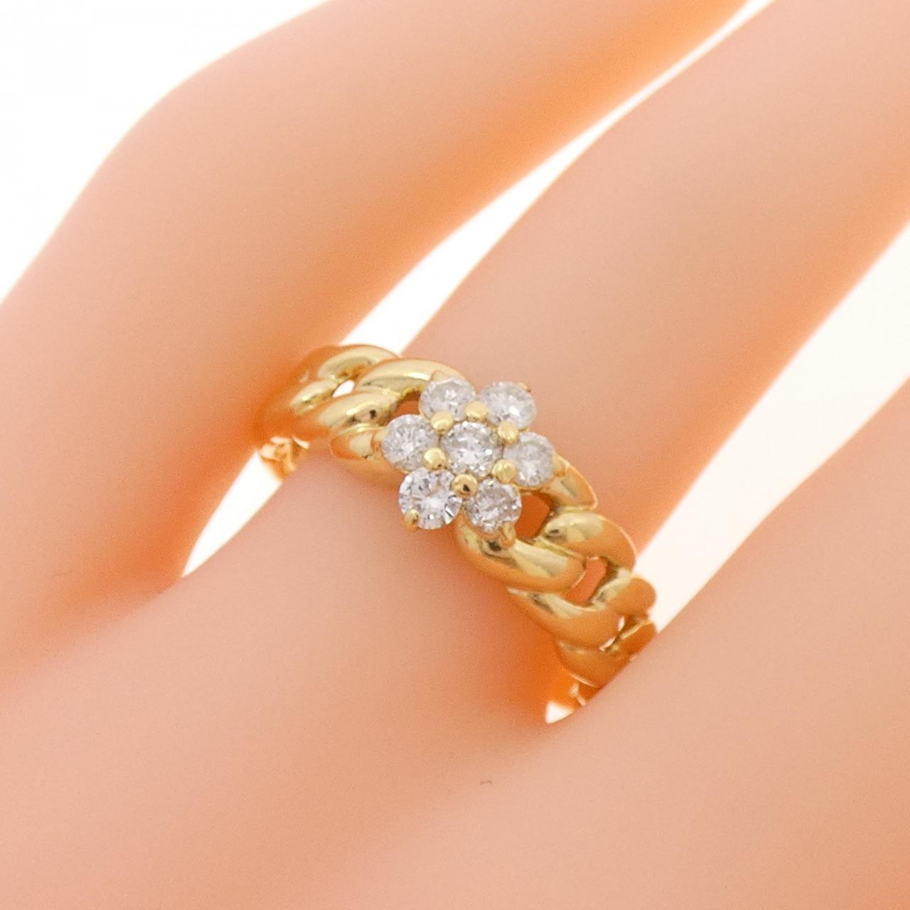 K18YG フラワー ダイヤモンド リング 0.36CT