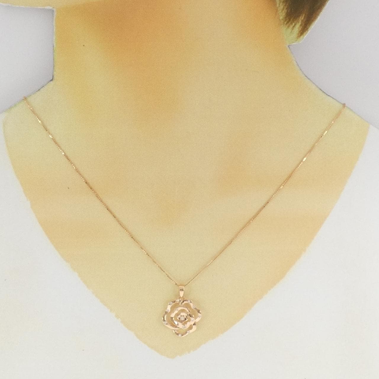 K18PG ローズ ダイヤモンド ネックレス 0.07CT