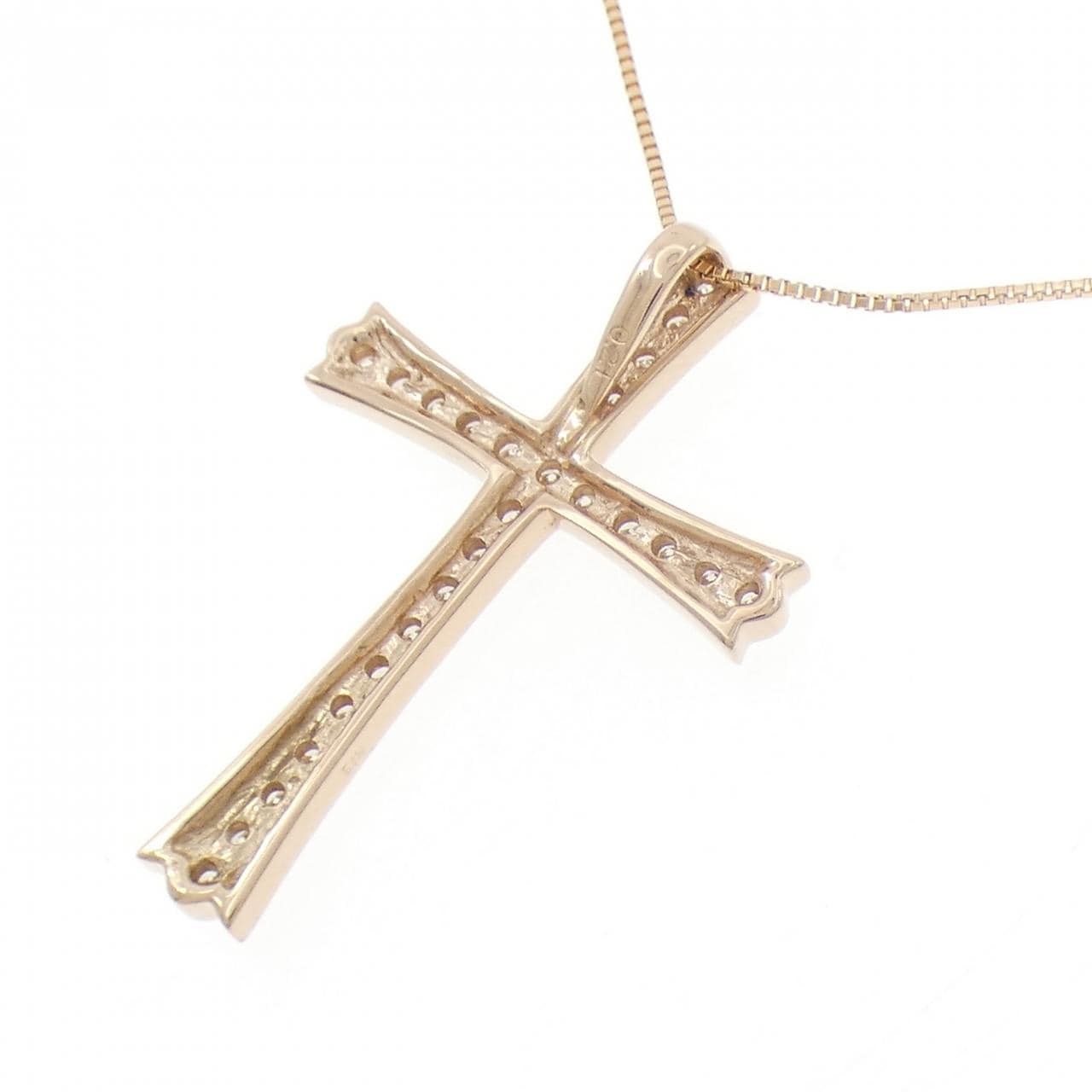 K18PG クロス ダイヤモンド ネックレス 0.21CT
