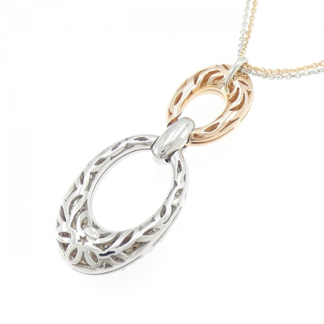 750WG/750PG パヴェ ダイヤモンド ネックレス 0.98CT