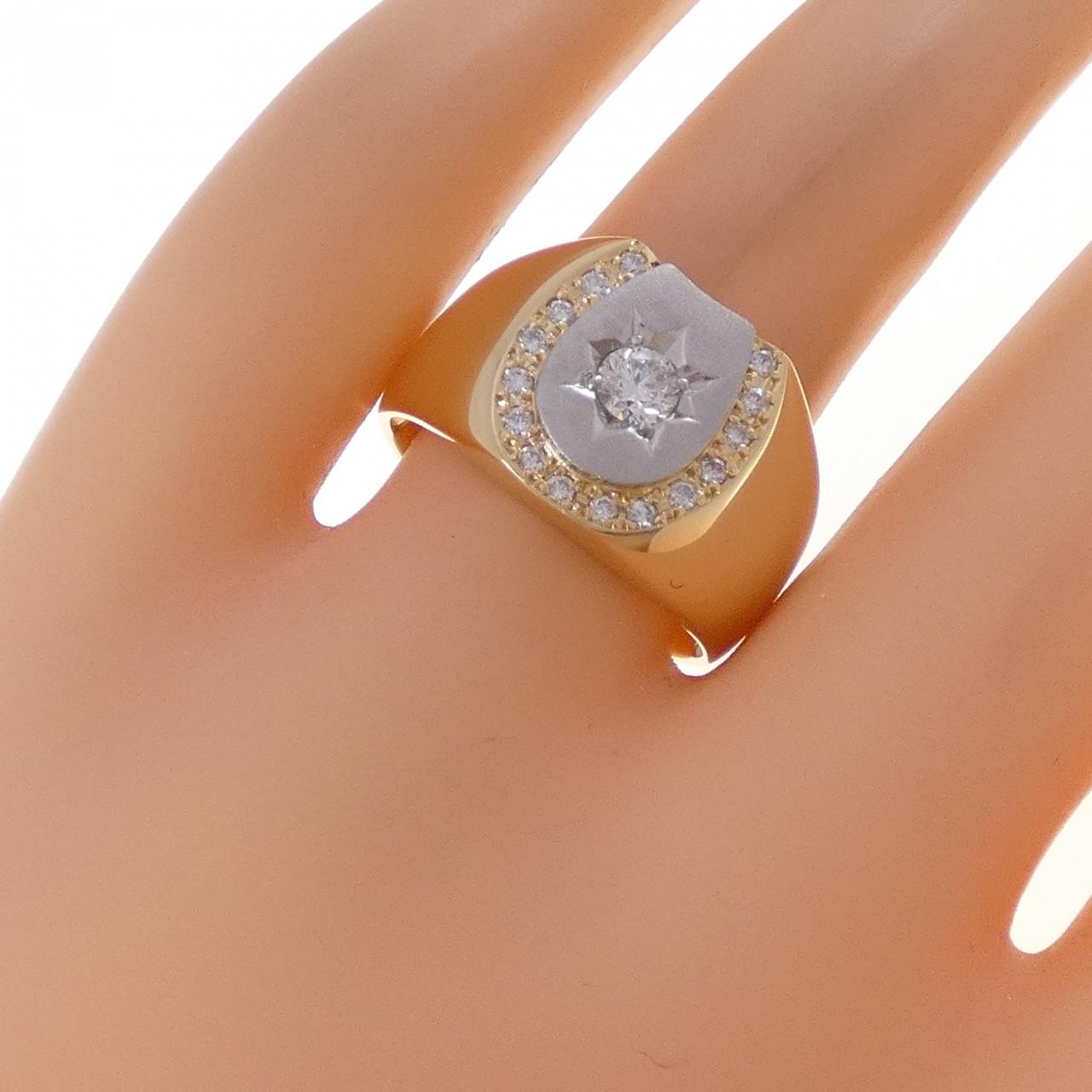 K18YG/PT900 ダイヤモンド リング 0.35CT
