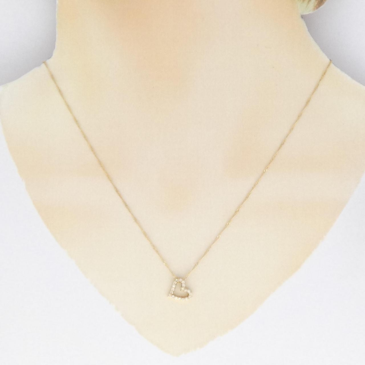 K18YG ハート ダイヤモンド ネックレス 0.17CT