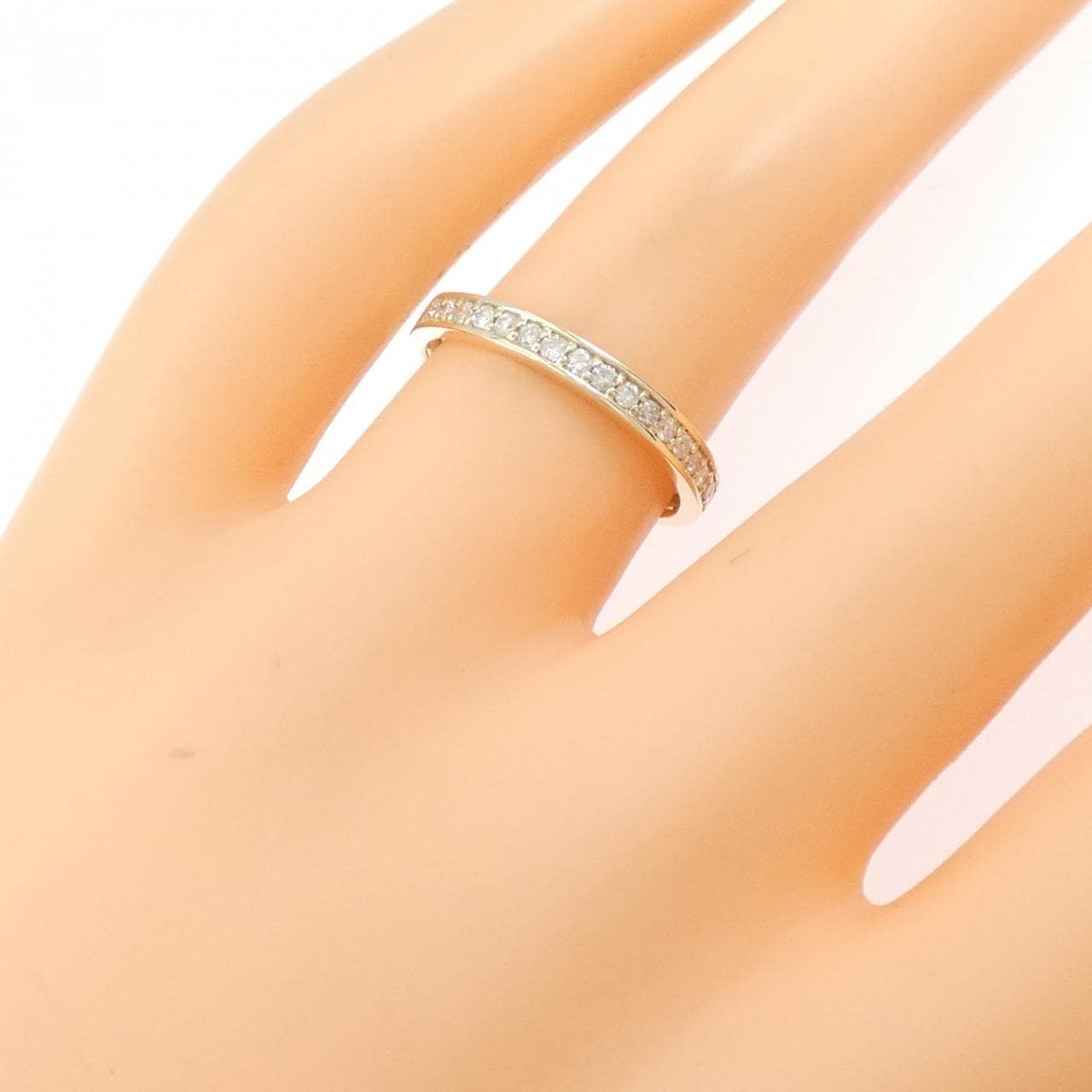 K10YG ハーフエタニティ ダイヤモンド リング 0.18CT