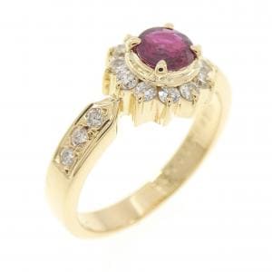 K18YG ルビー リング 0.41CT