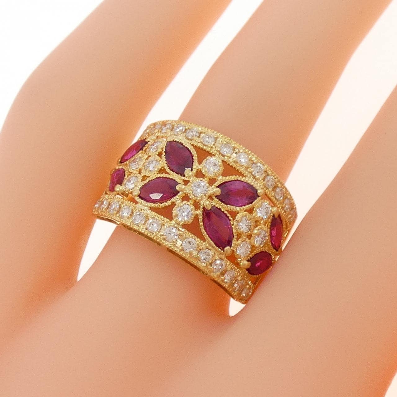 K18YG ルビー リング 1.30CT