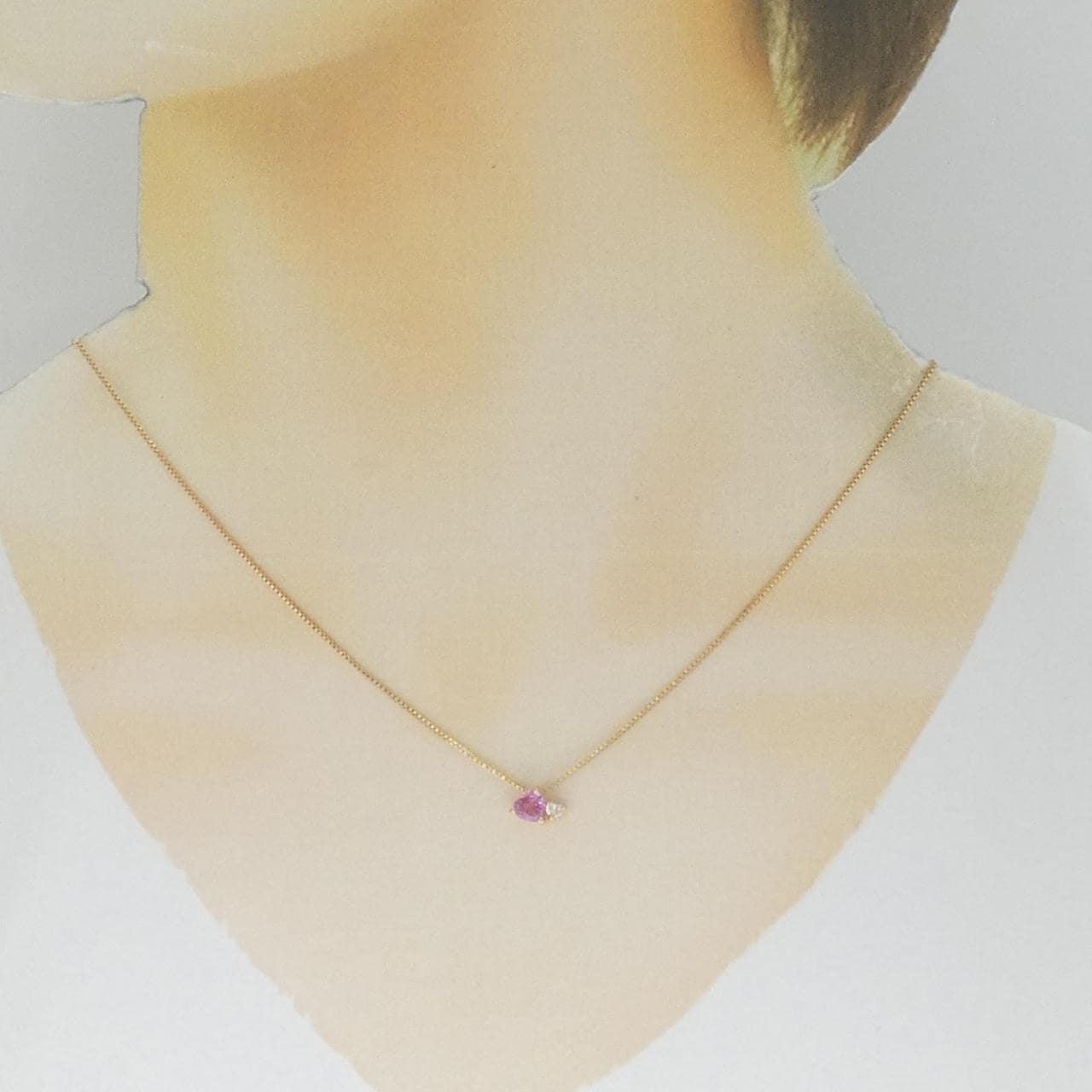K18PG ハート サファイヤ ネックレス 0.43CT