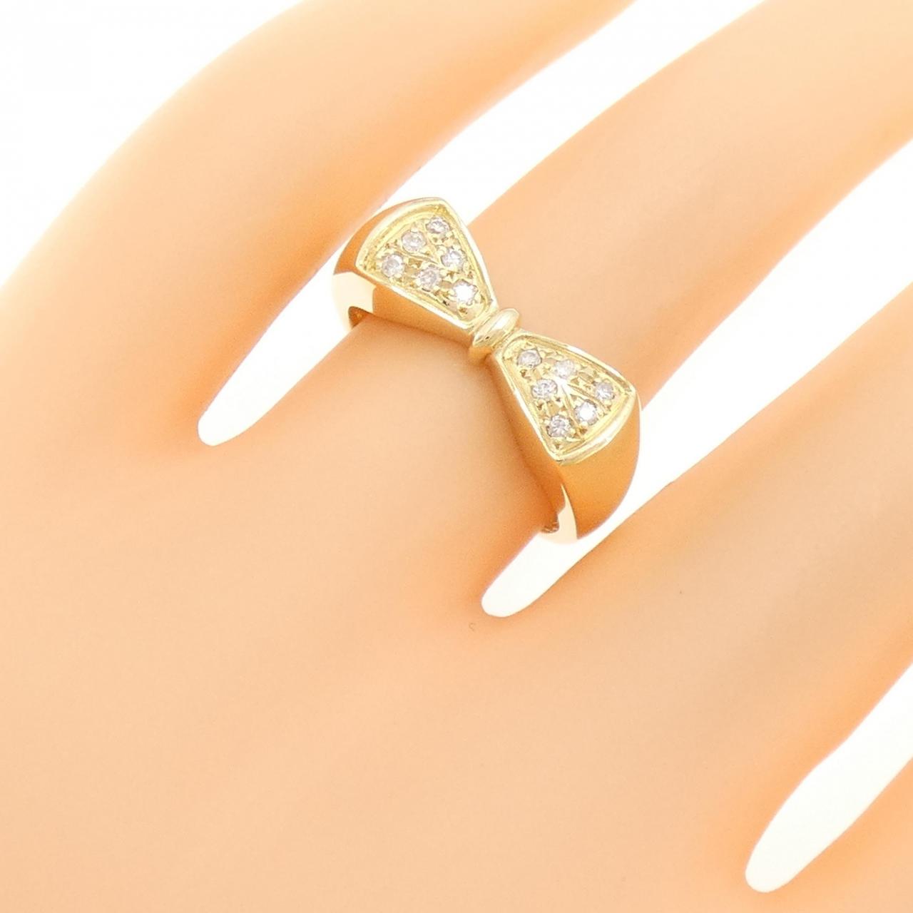 K18YG リボン ダイヤモンド リング 0.12CT