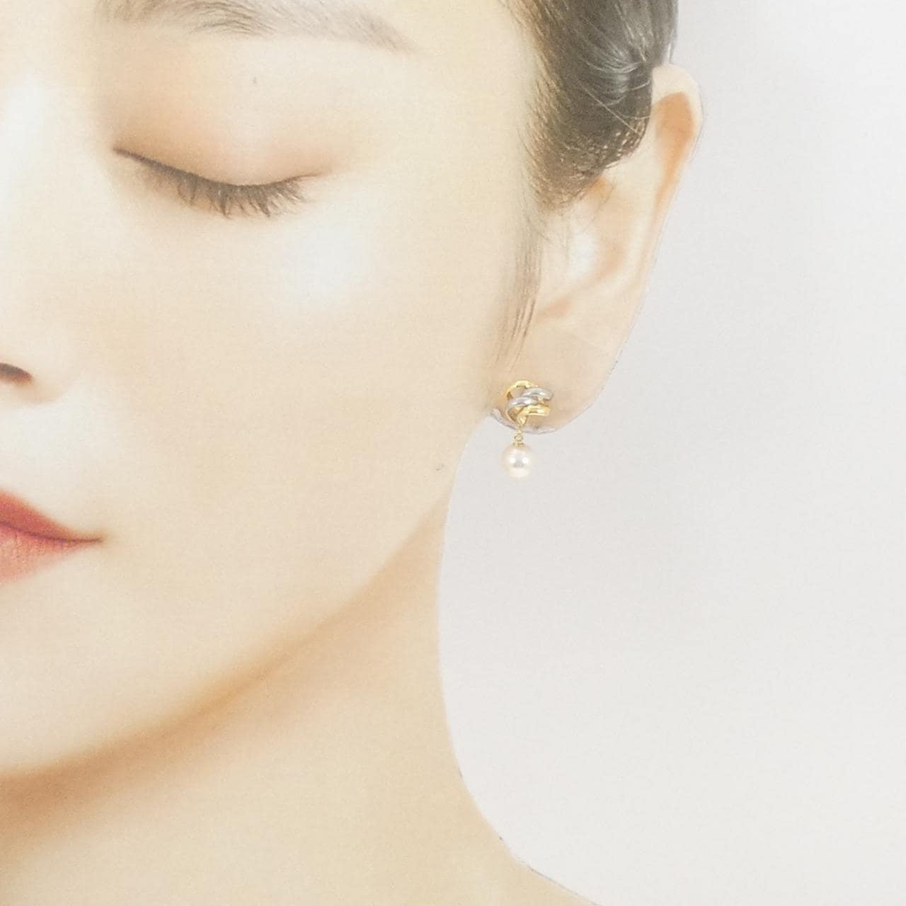 K18YG/PT900 アコヤパール ピアス 6.4mm