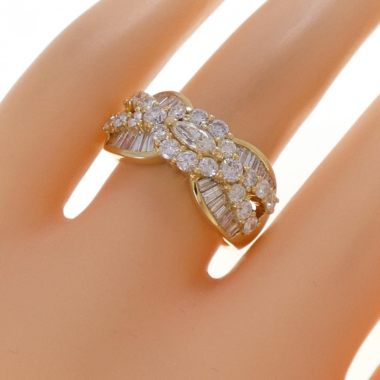 18KYG ダイヤモンド リング 1.73CT