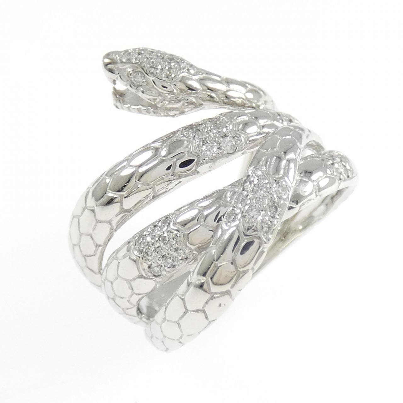 K18WG スネーク ダイヤモンド リング 0.21CT