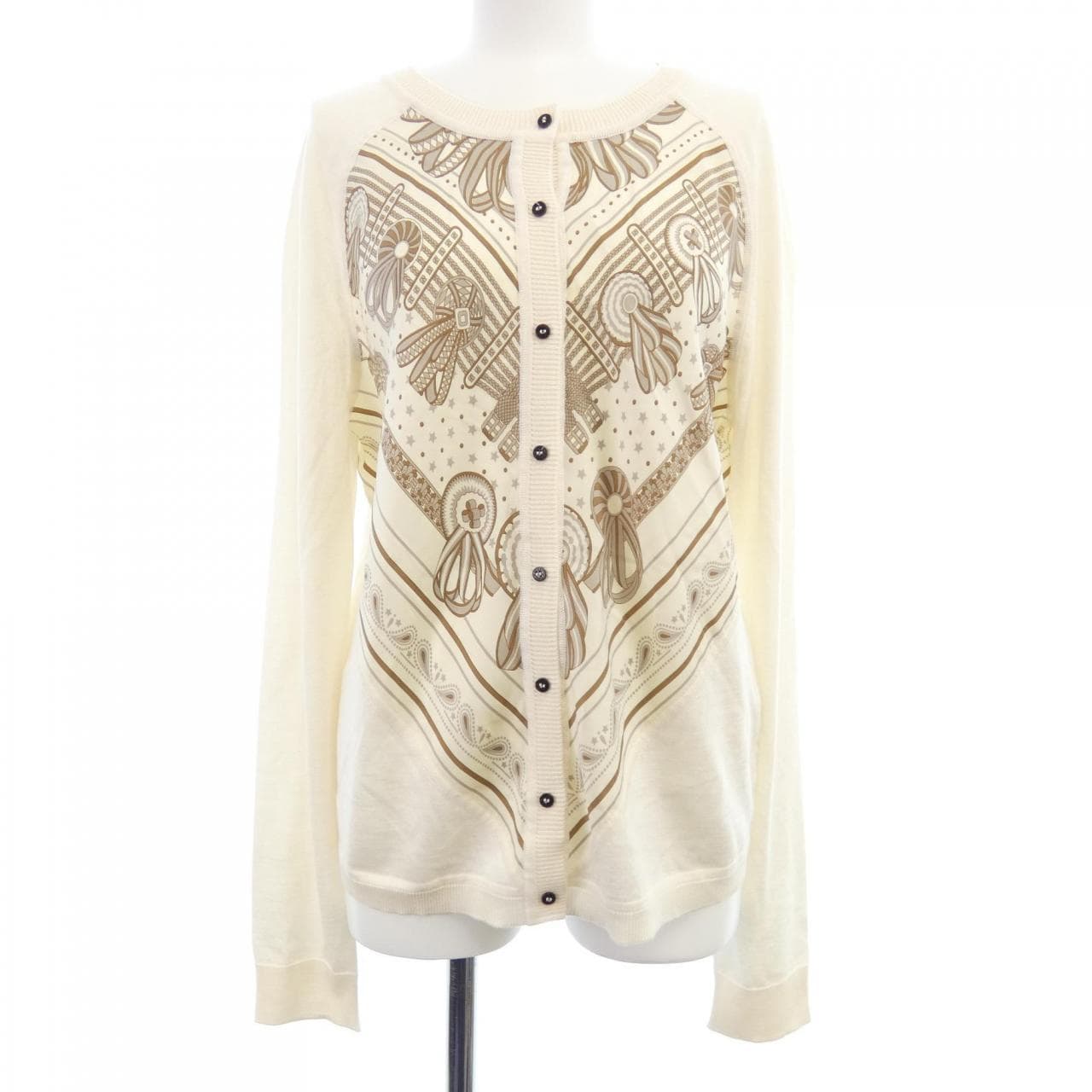 HERMES Les Rubans du Cheval *07-7751 Twill Reine Cardigan