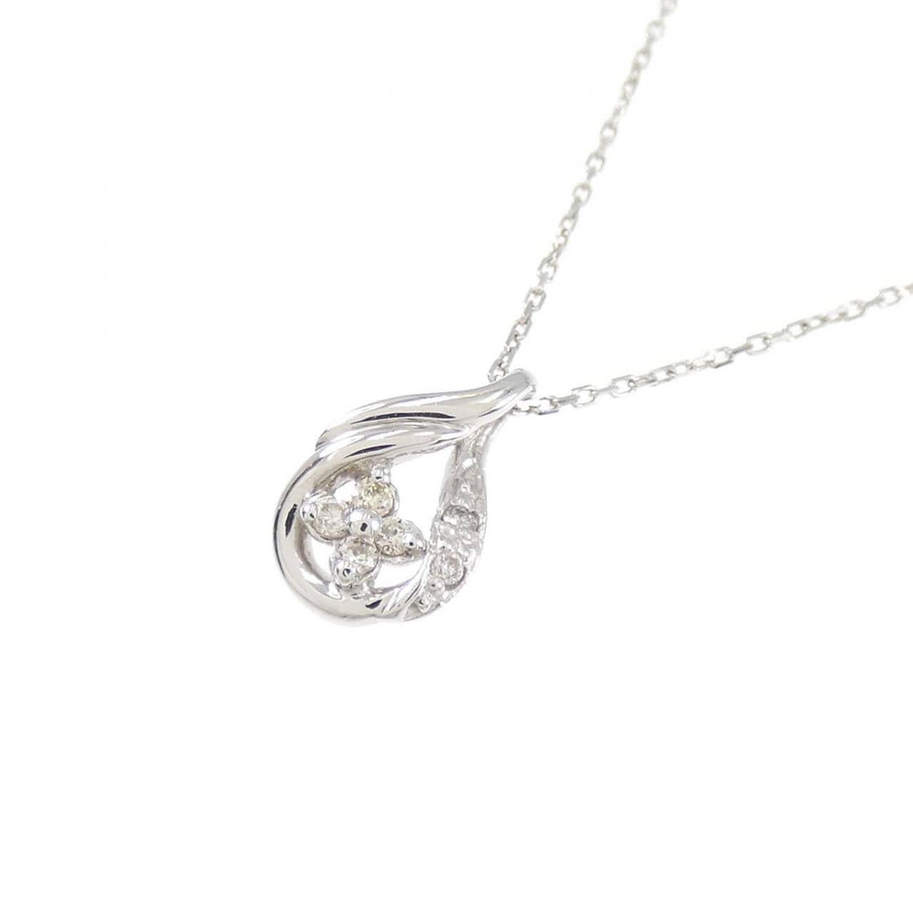 PT900/PT850 フラワー ダイヤモンド ネックレス 0.02CT