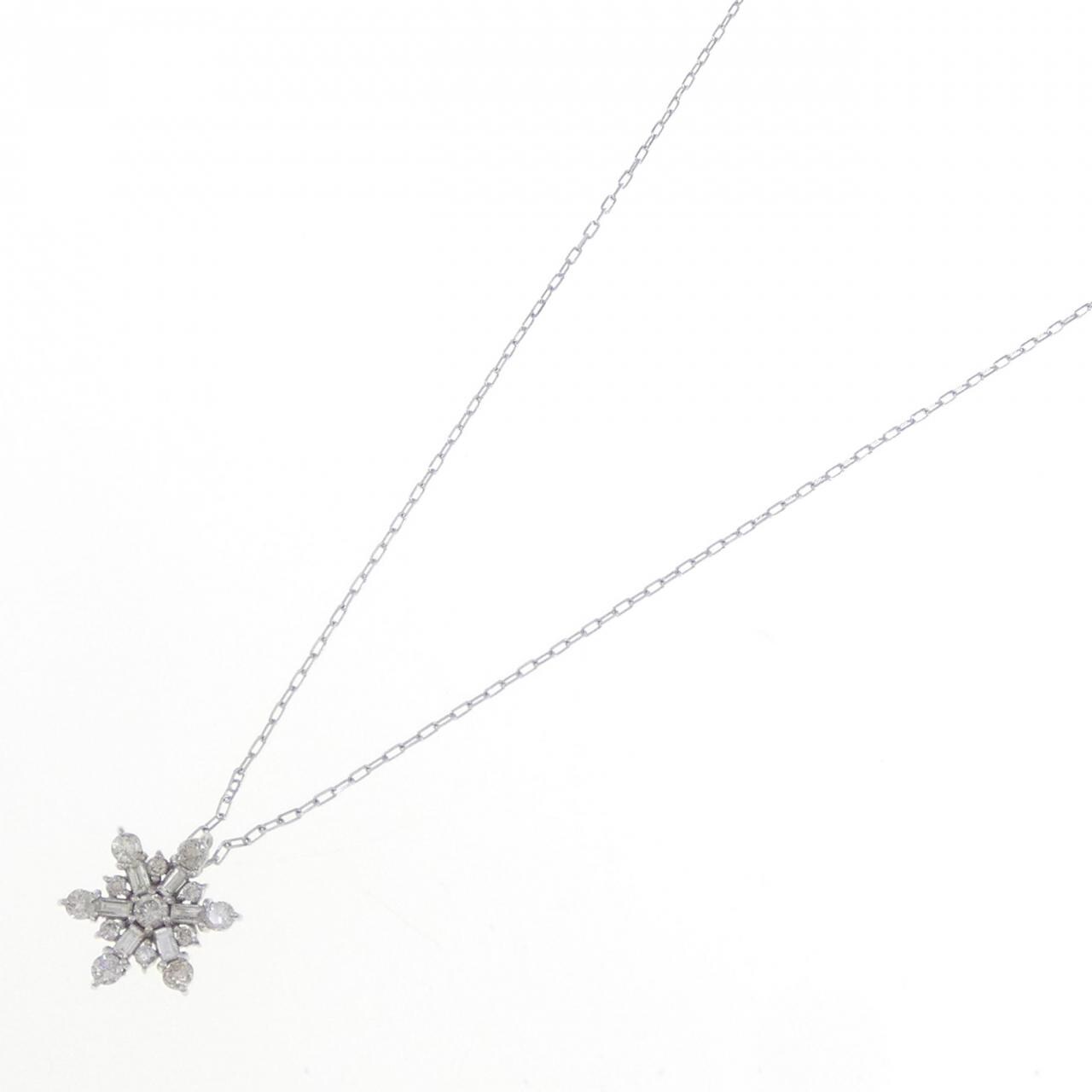 K18WG Snowflake Diamond Necklace 0.30CT