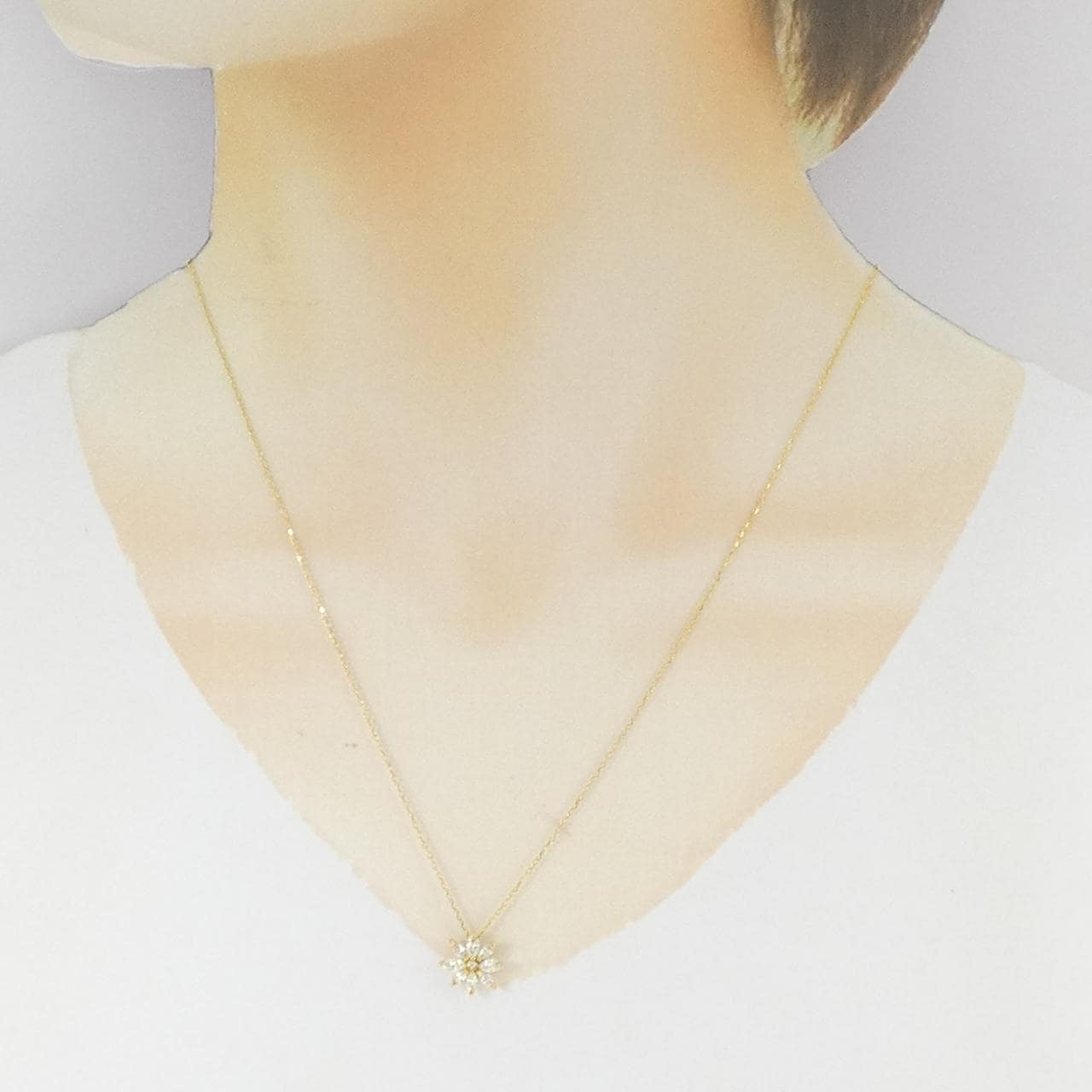 K18YG フラワー ダイヤモンド ネックレス 0.50CT