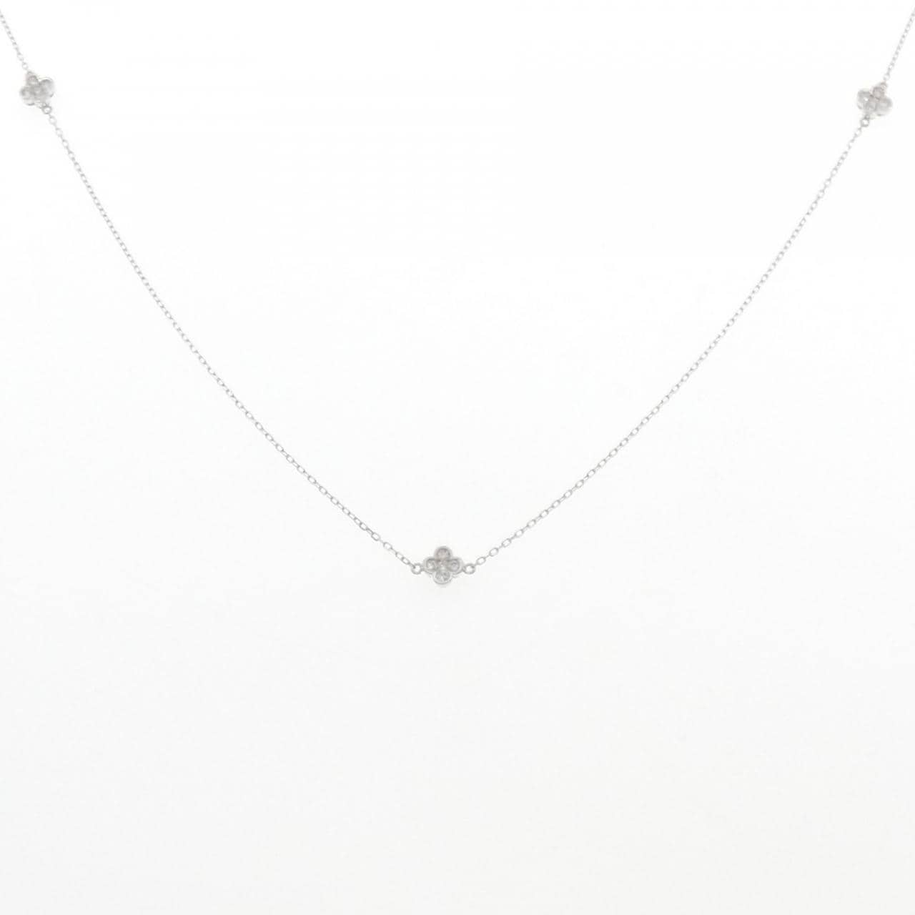 K18WG flower Diamond necklace 0.50CT