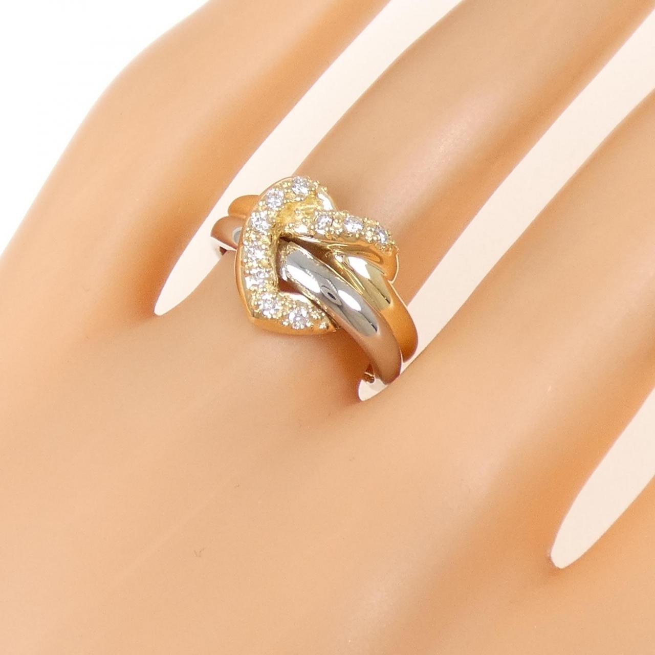 K18YG/PT900 ダイヤモンド リング 0.10CT