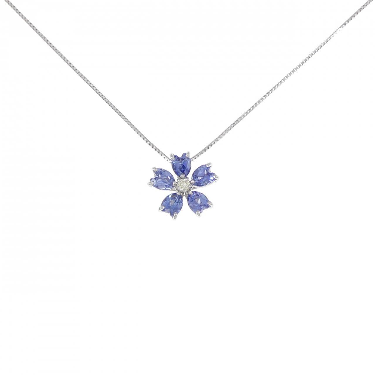 [BRAND NEW] PT Flower Sapphire Necklace 0.97CT