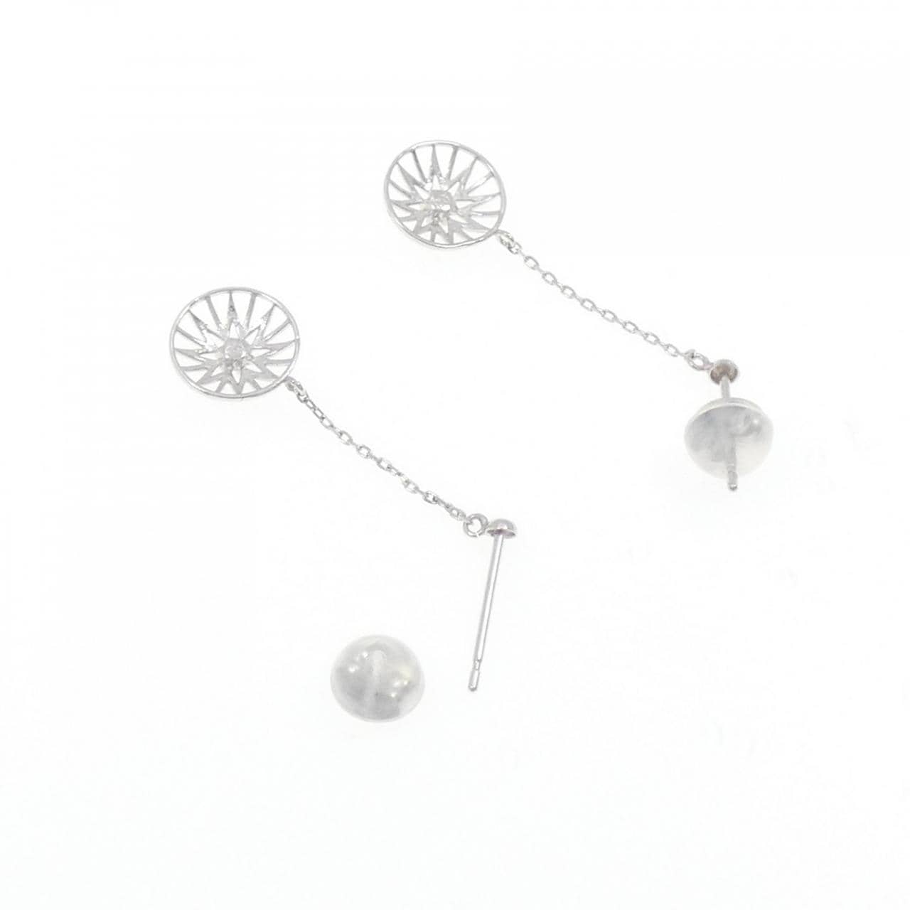 【新品】K10WG ダイヤモンド ピアス 0.04CT