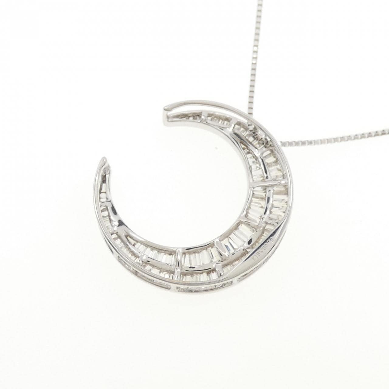 K18WG ムーン ダイヤモンド ネックレス 0.72CT