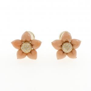 K18YG フラワー サンゴ ピアス/イヤリング