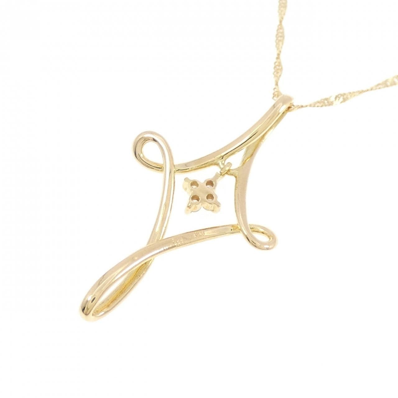 K18YG/750YG ダイヤモンド ネックレス 0.03CT