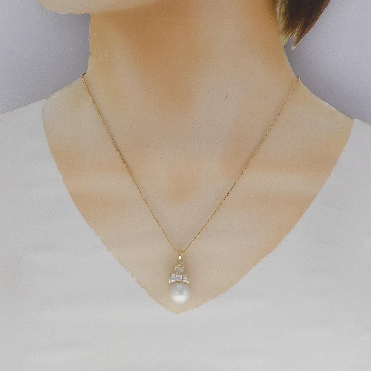 K18YG 白蝶パール ネックレス