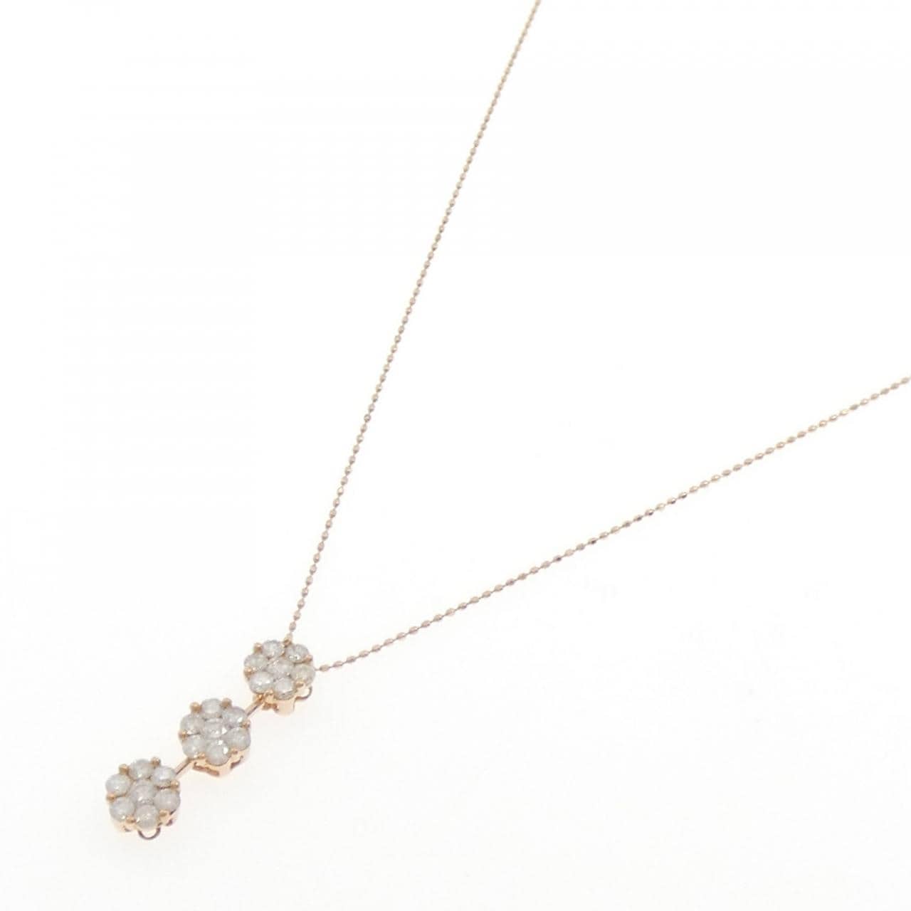 K18PG フラワー ダイヤモンド ネックレス 1.00CT