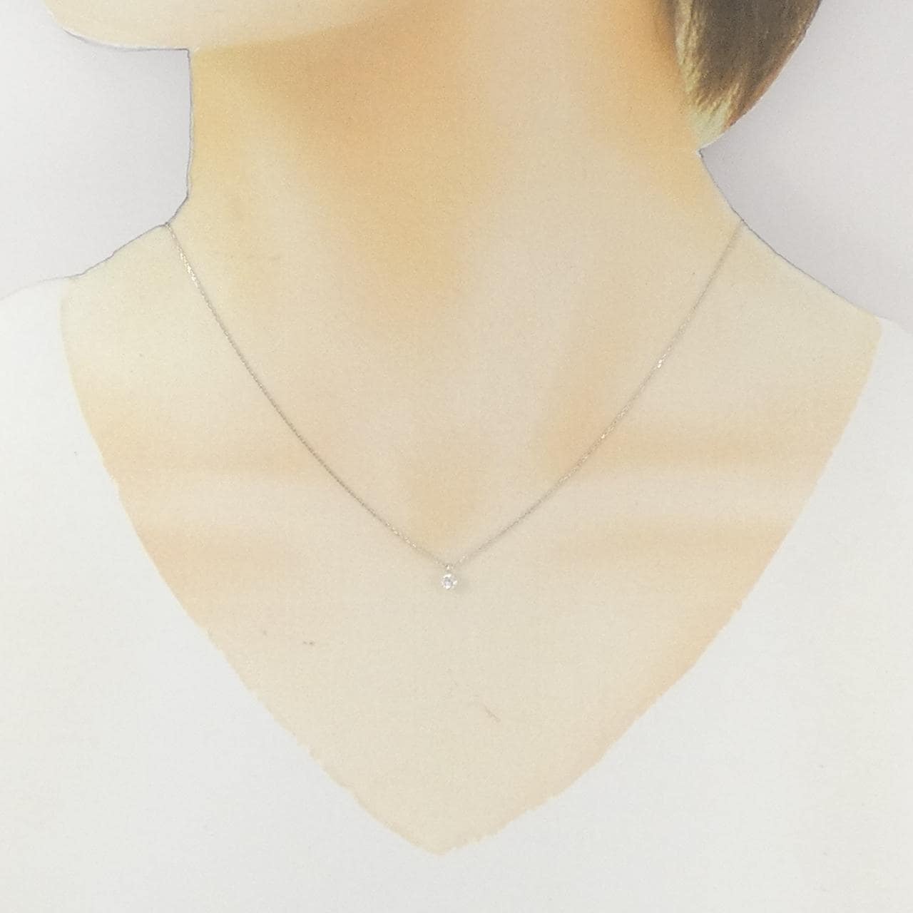 K18WG ソリティア ダイヤモンド ネックレス 0.10CT