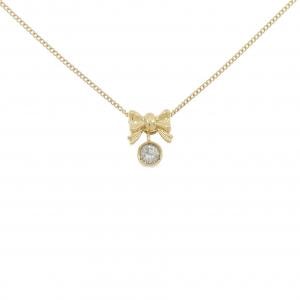 K18YG リボン ダイヤモンド ネックレス 0.22CT