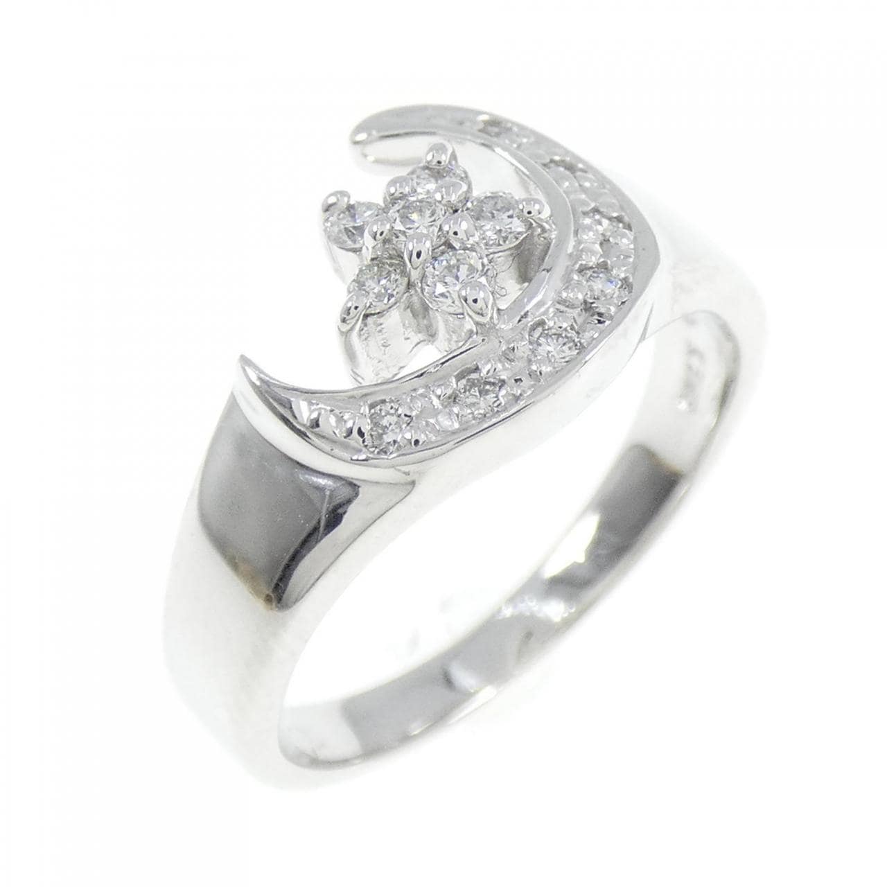 K18WG ムーン ダイヤモンド リング 0.18CT