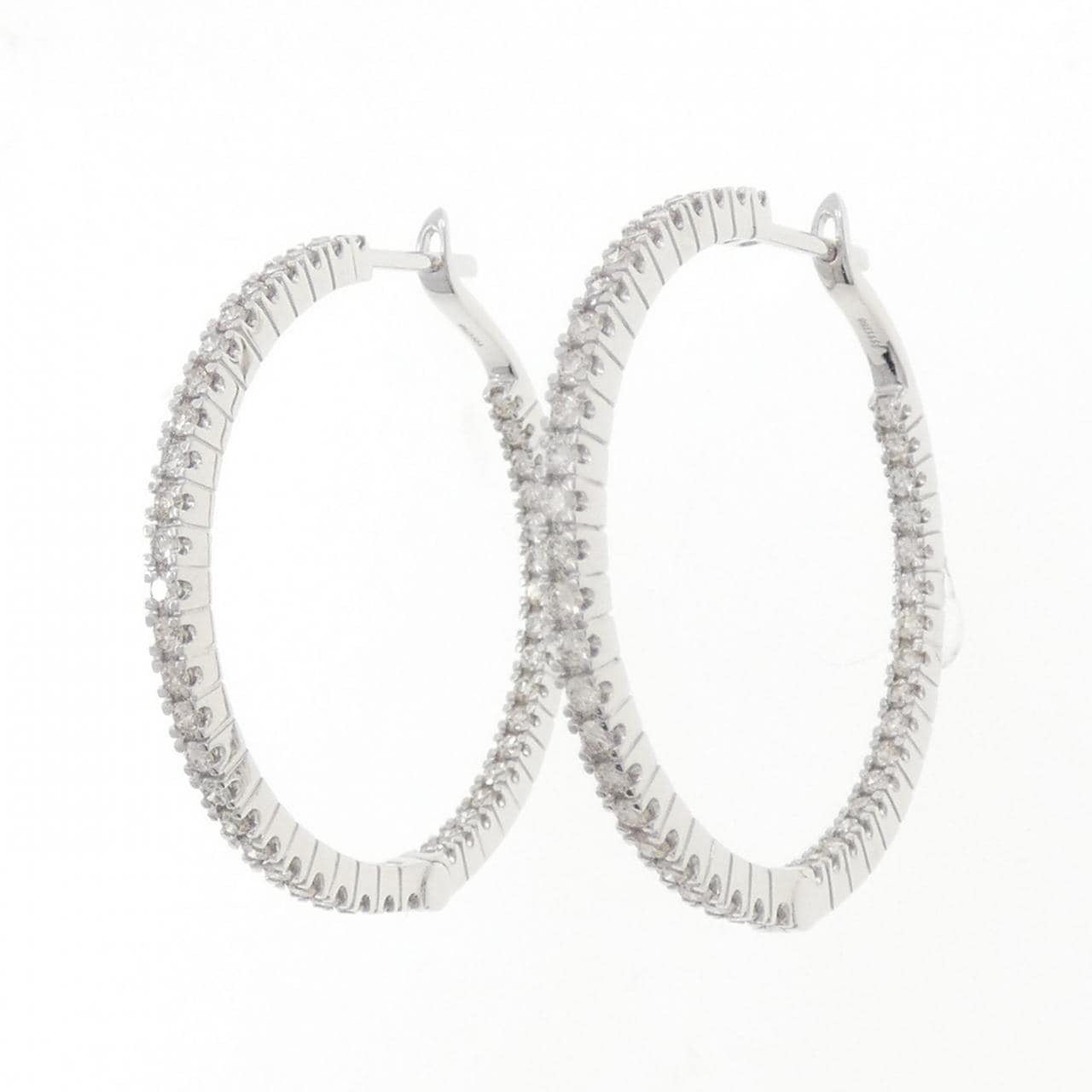 K18WG フープ ダイヤモンド ピアス 1.21CT