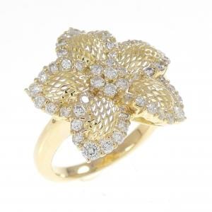 K18YG フラワー ダイヤモンド リング 0.84CT