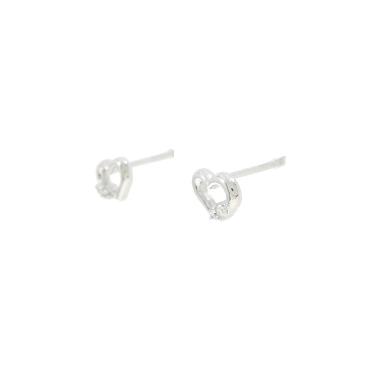K18WG ハート ダイヤモンド ピアス 0.04CT