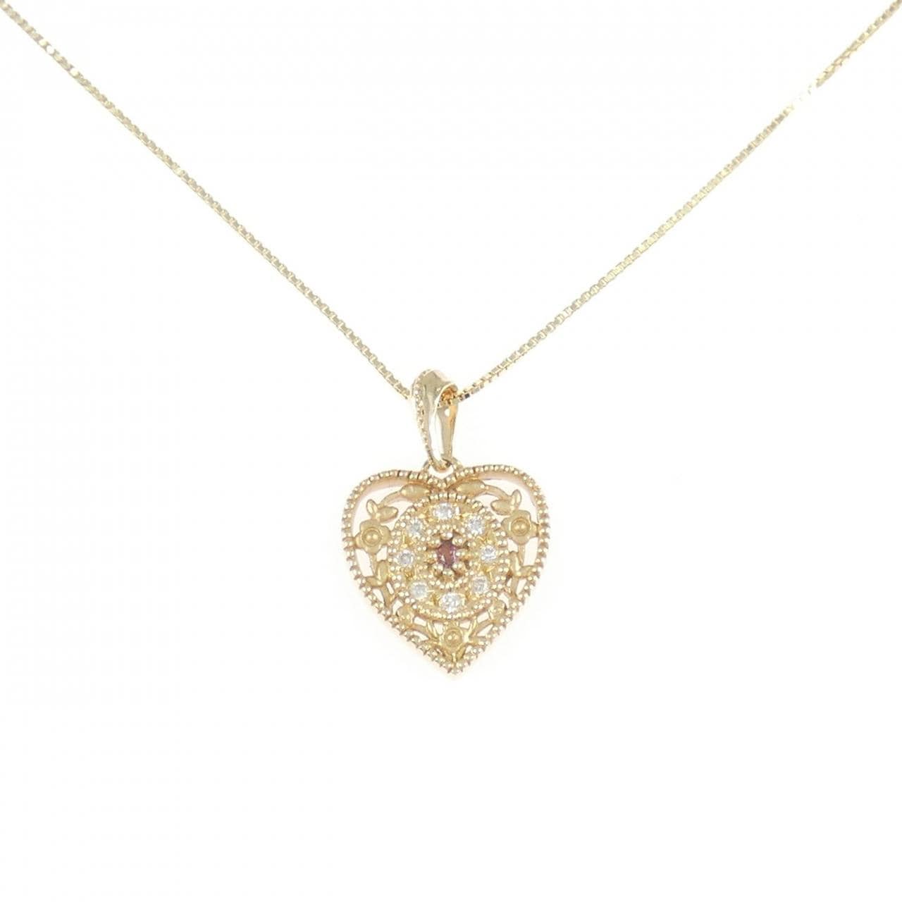 K10YG ハート トルマリン ネックレス