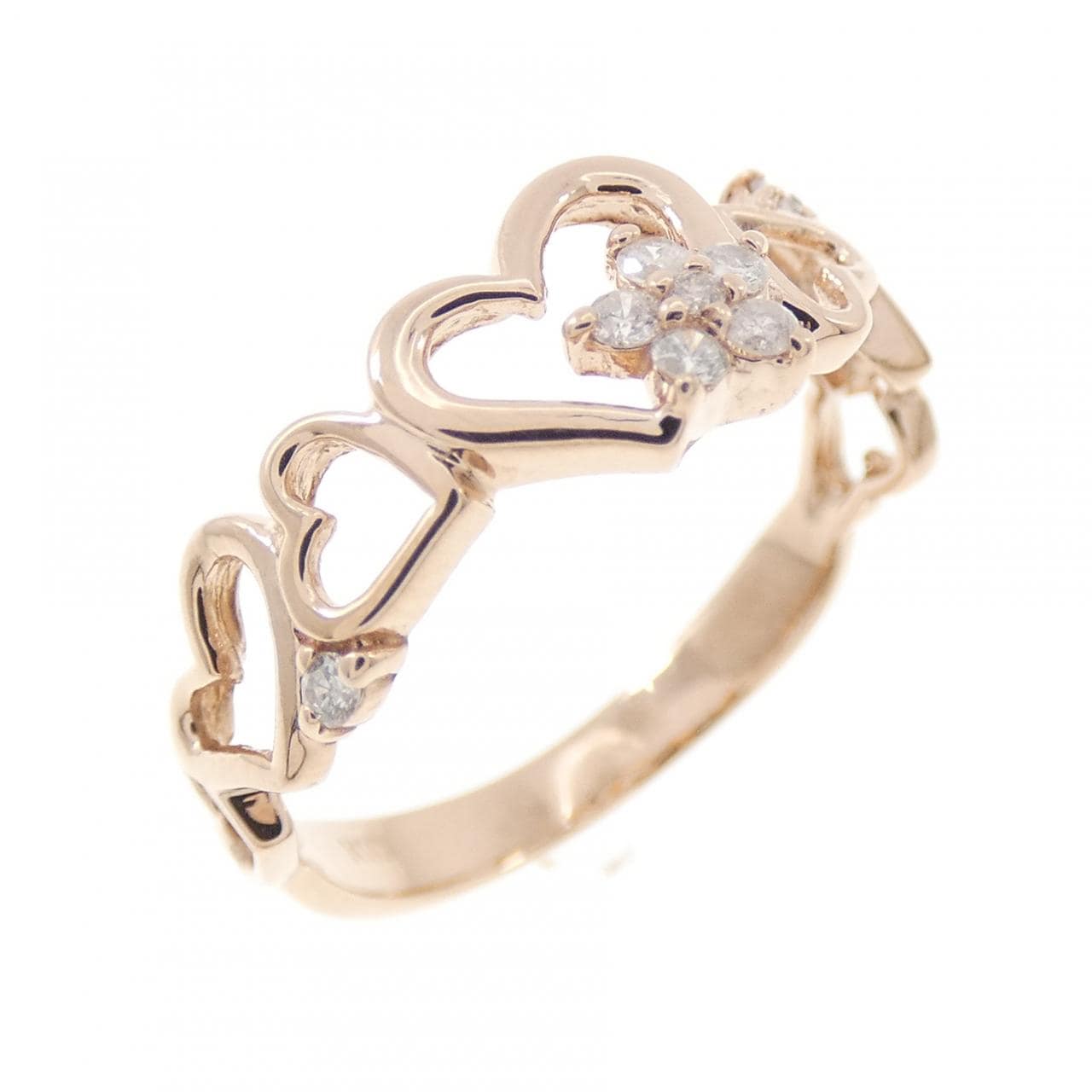 K10PG ハート ダイヤモンド リング