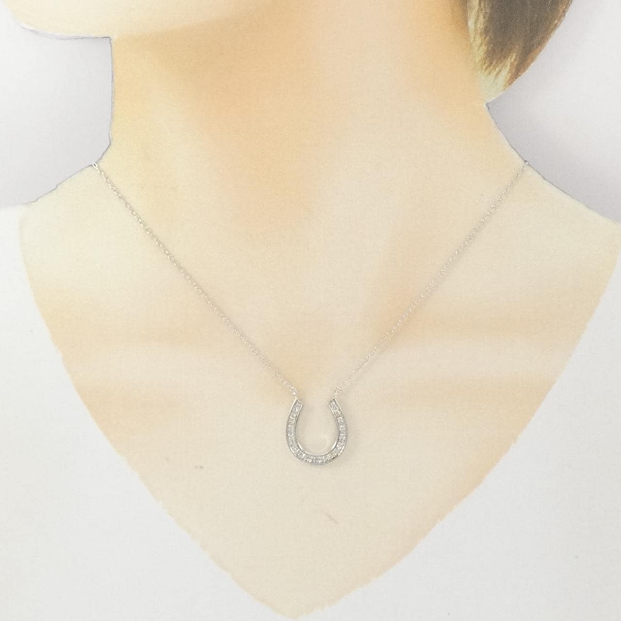 K18WG ホースシュー ダイヤモンド ネックレス 0.20CT