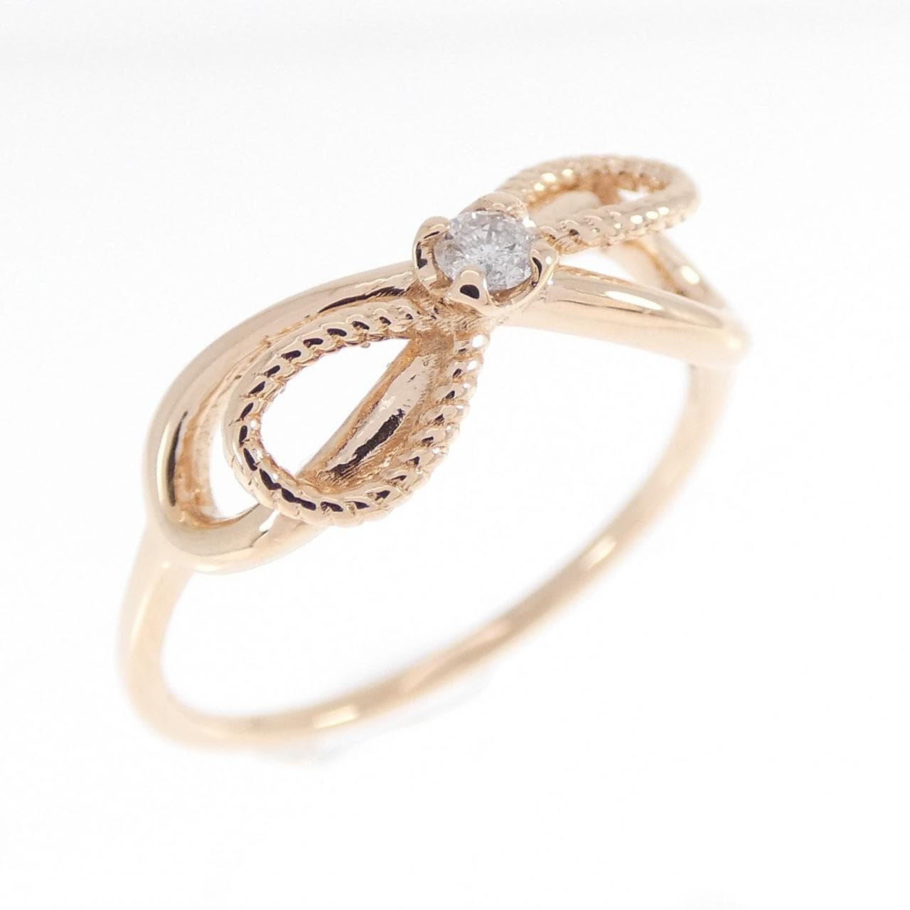 アガット リボン ダイヤモンド リング 0.03CT