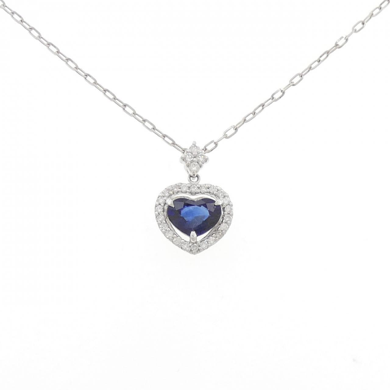 PT900/PT850 ハート サファイヤ ネックレス 1.402CT