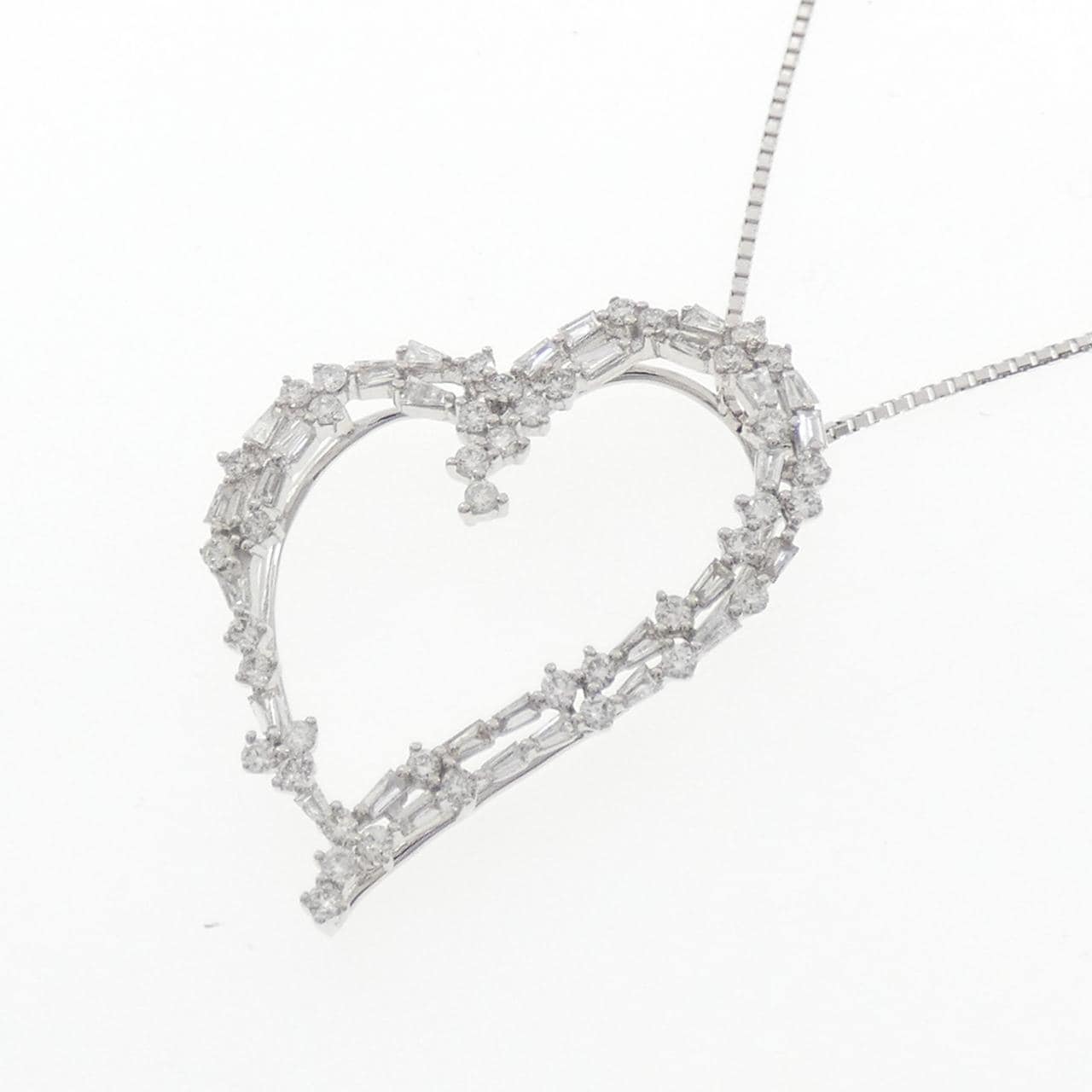 K18WG ハート ダイヤモンド ネックレス 0.80CT