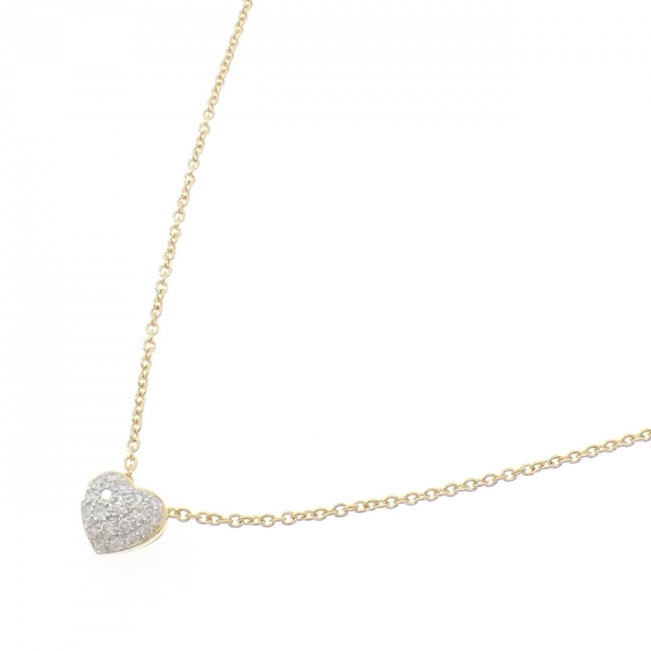 K18YG/K18WG ハート ダイヤモンド ネックレス 0.20CT