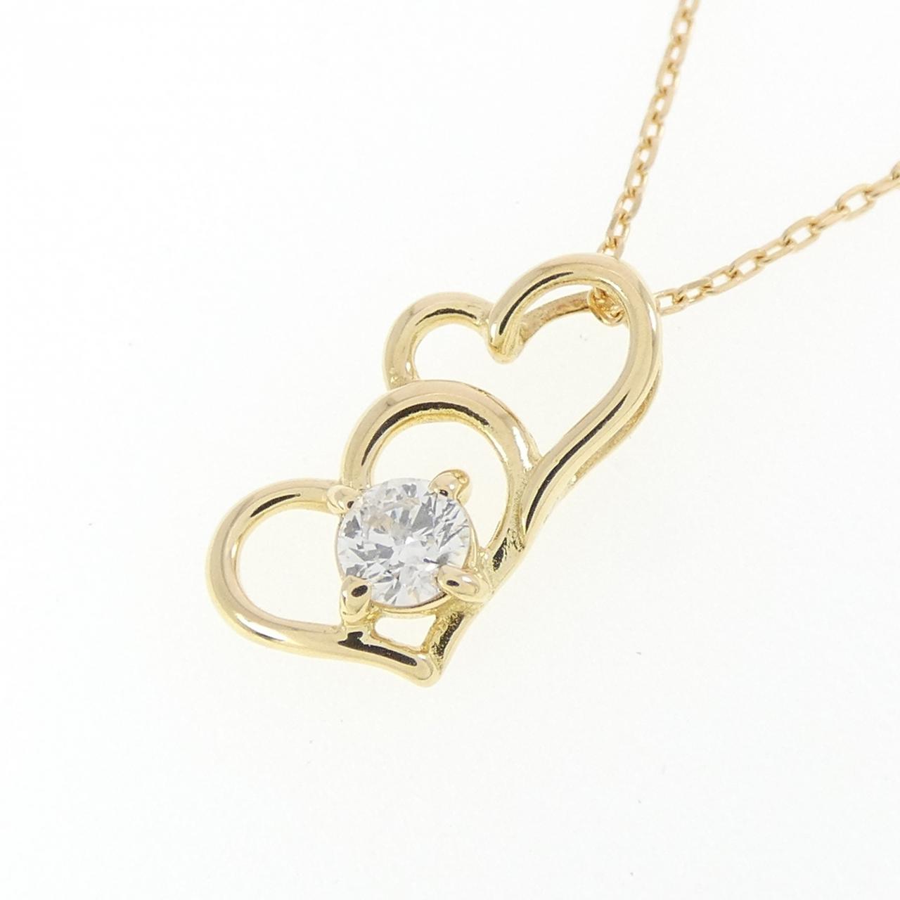 K18YG ハート ダイヤモンド ネックレス 0.08CT
