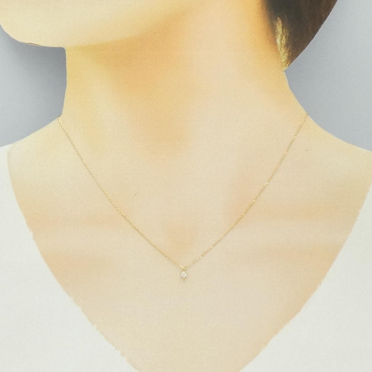 K18YG ソリティア ダイヤモンド ネックレス 0.05CT