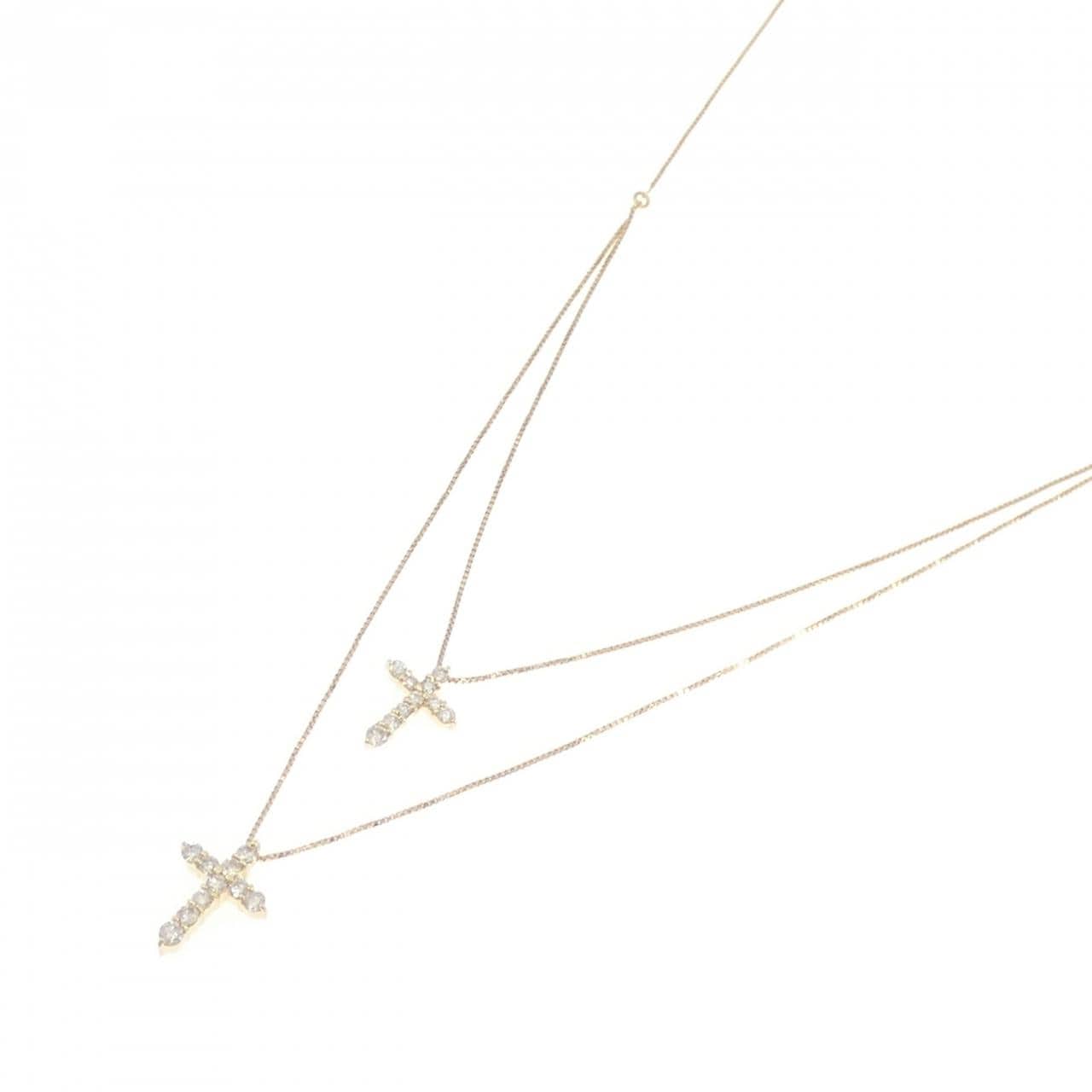 K18YG クロス ダイヤモンド ネックレス 0.5CT