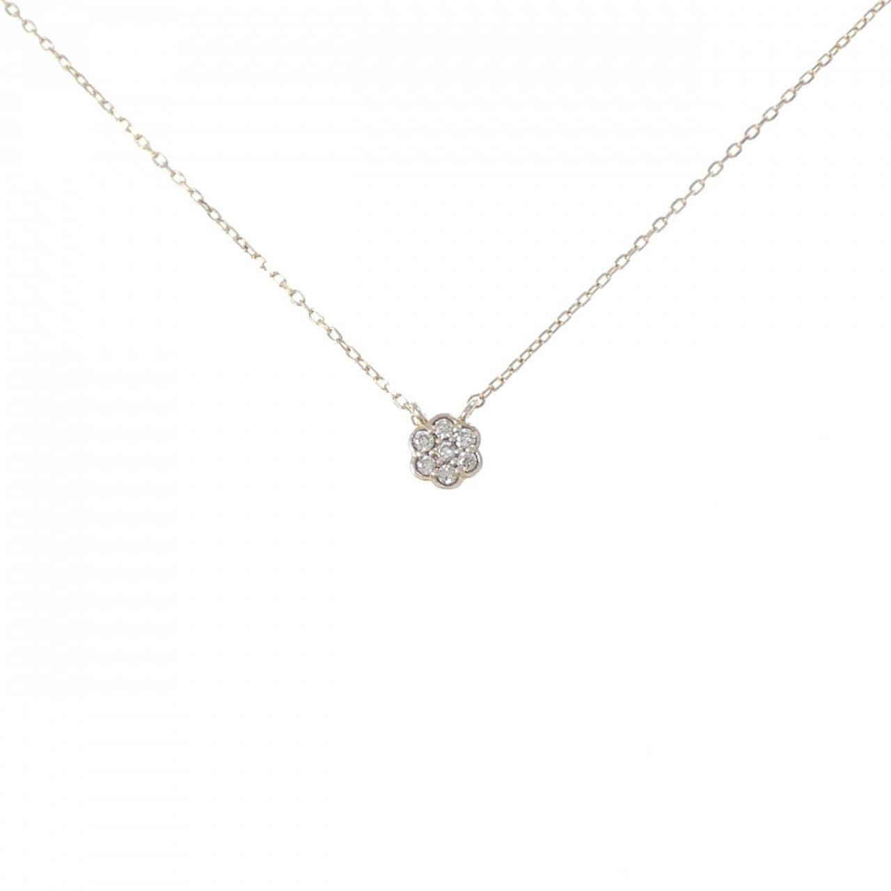 K10YG フラワー ダイヤモンド ネックレス 0.03CT